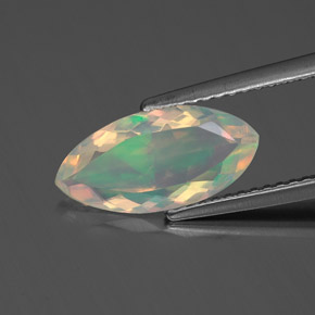 Opala multicolorido natural 1,26ct, marquise, transparente