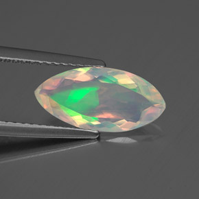 Opala multicolorido natural 1,26ct, marquise, transparente