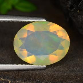 Opala amarelo natural 1,64ct, corte oval, transparente