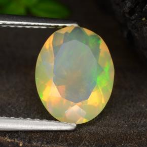 Opala amarelo natural 1,64ct, corte oval, transparente