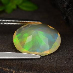 Opala amarelo natural 1,64ct, corte oval, transparente