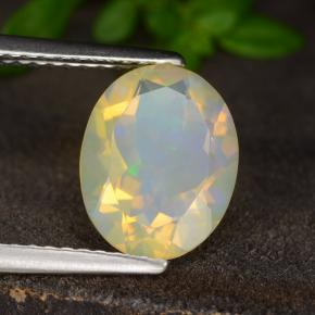 Opala amarelo natural 1,47ct, corte oval, transparente