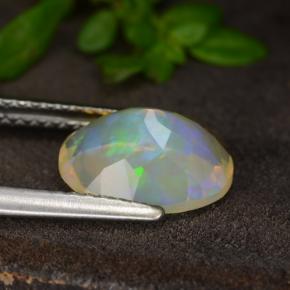 Opala amarelo natural 1,47ct, corte oval, transparente