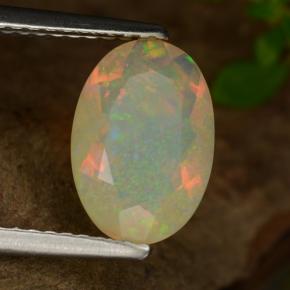 Opala multicolorido natural 1,26ct, corte oval, transparente