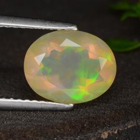 Opala amarelo natural 1,60ct, corte oval, transparente
