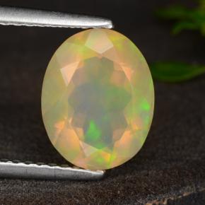 Opala amarelo natural 1,60ct, corte oval, transparente