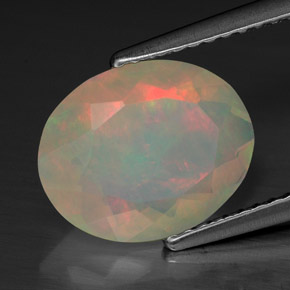 Opala multicolorido natural 1,74ct, corte oval, transparente