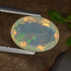 Opala amarelo natural 1,48ct, corte oval, transparente