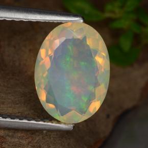 Opala amarelo natural 1,48ct, corte oval, transparente