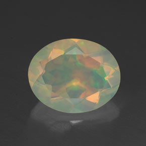 Opala multicolorido natural 1,37ct, corte oval, transparente