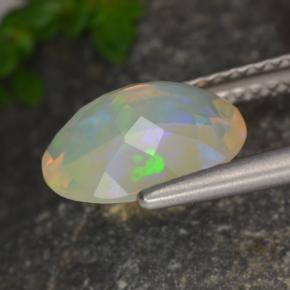 Opala multicolorido natural 1,29ct, corte oval, transparente