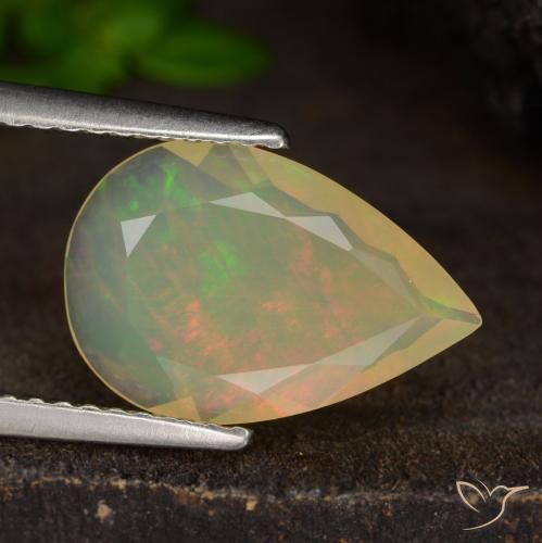 1.43ct Natural Multicolorido Opala, Formato de pêra, Translúcido