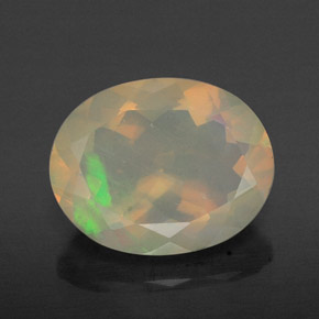 Opala multicolorido natural 1,59ct, corte oval, transparente