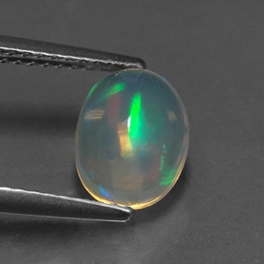 Opala multicolorido natural 1,28ct, corte oval, transparente
