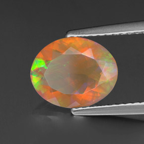 Opala multicolorido natural 1,45ct, corte oval, transparente