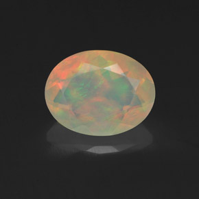 Opala multicolorido natural 1,14ct, corte oval, transparente