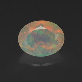 Opala multicolorido natural 1,28ct, corte oval, transparente