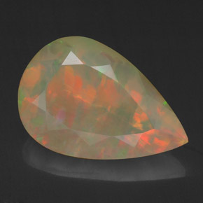 Opala multicolorido natural 4,29ct, formato de pêra, opaco