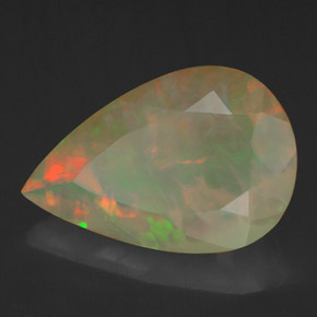 Opala multicolorido natural 4,29ct, formato de pêra, opaco