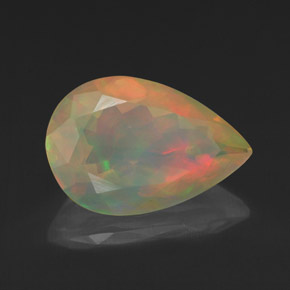 Opala multicolorido natural 1,84ct, formato de pêra, transparente