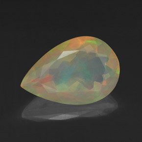 Opala multicolorido natural 1,84ct, formato de pêra, transparente