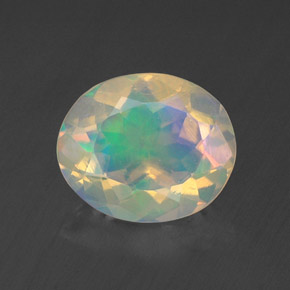 Opala multicolorido natural 1,28ct, corte oval, transparente