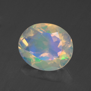 Opala multicolorido natural 1,28ct, corte oval, transparente