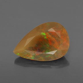 Opala multicolorido natural 1,62ct, formato de pêra, transparente