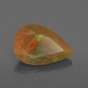 Opala multicolorido natural 1,62ct, formato de pêra, transparente