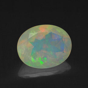Opala multicolorido natural 1,58ct, corte oval, transparente