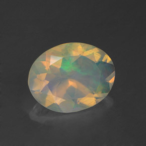 Opala multicolorido natural 1,24ct, corte oval, transparente