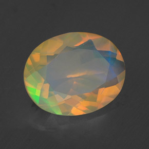 Opala multicolorido natural 1,59ct, corte oval, transparente