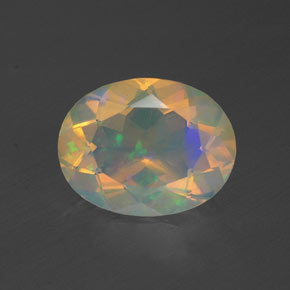 Opala multicolorido natural 1,23ct, corte oval, transparente
