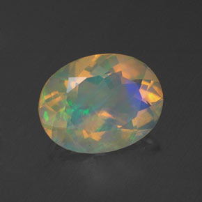 Opala multicolorido natural 1,23ct, corte oval, transparente
