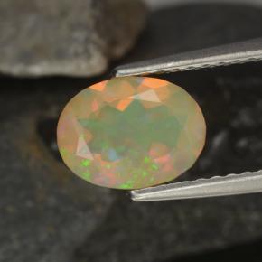 Opala multicolorido natural 0,92ct, corte oval, transparente