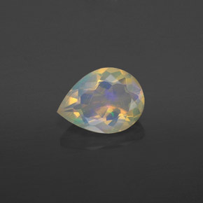 Opala multicolorido natural 0,74ct, formato de pêra, transparente