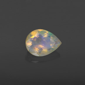 Opala multicolorido natural 0,74ct, formato de pêra, transparente