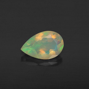 Opala multicolorido natural 0,58ct, formato de pêra, transparente