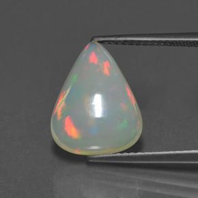 Opala branco natural 3,53ct, formato de pêra, transparente