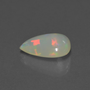 Opala branco natural 3,53ct, formato de pêra, transparente