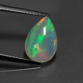 Opala multicolorido natural 2,08ct, formato de pêra, transparente