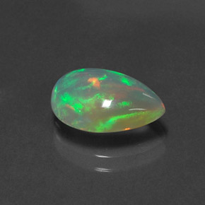 Opala multicolorido natural 2,08ct, formato de pêra, transparente