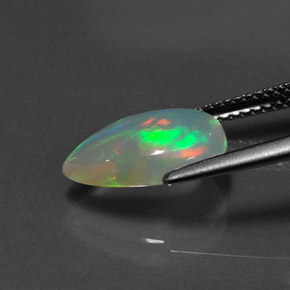 Opala multicolorido natural 2,08ct, formato de pêra, transparente