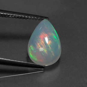 Opala multicolorido natural 1,92ct, formato de pêra, transparente