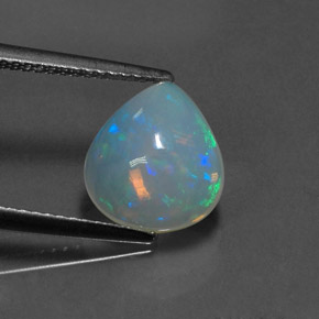 Opala multicolorido natural 2,00ct, formato de pêra, transparente