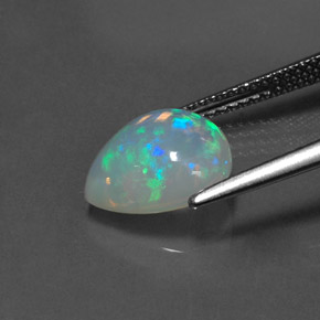 Opala multicolorido natural 2,00ct, formato de pêra, transparente