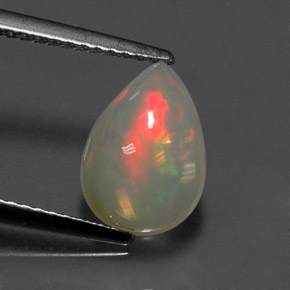 Opala multicolorido natural 1,80ct, formato de pêra, transparente