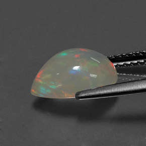 Opala multicolorido natural 1,80ct, formato de pêra, transparente