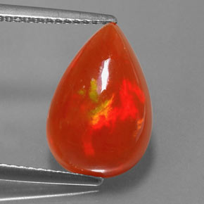 Opala multicolorido natural 4,22ct, formato de pêra, transparente