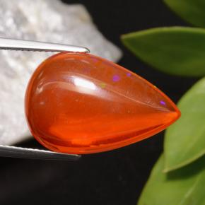 Opala laranja natural 9,93ct, formato de pêra, transparente